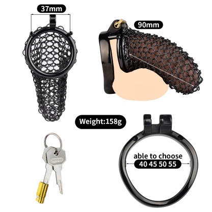 Metal Mesh Male Chastity Device – Lightweight Steel Chastity Cage with Lock (Short / Medium / Long)